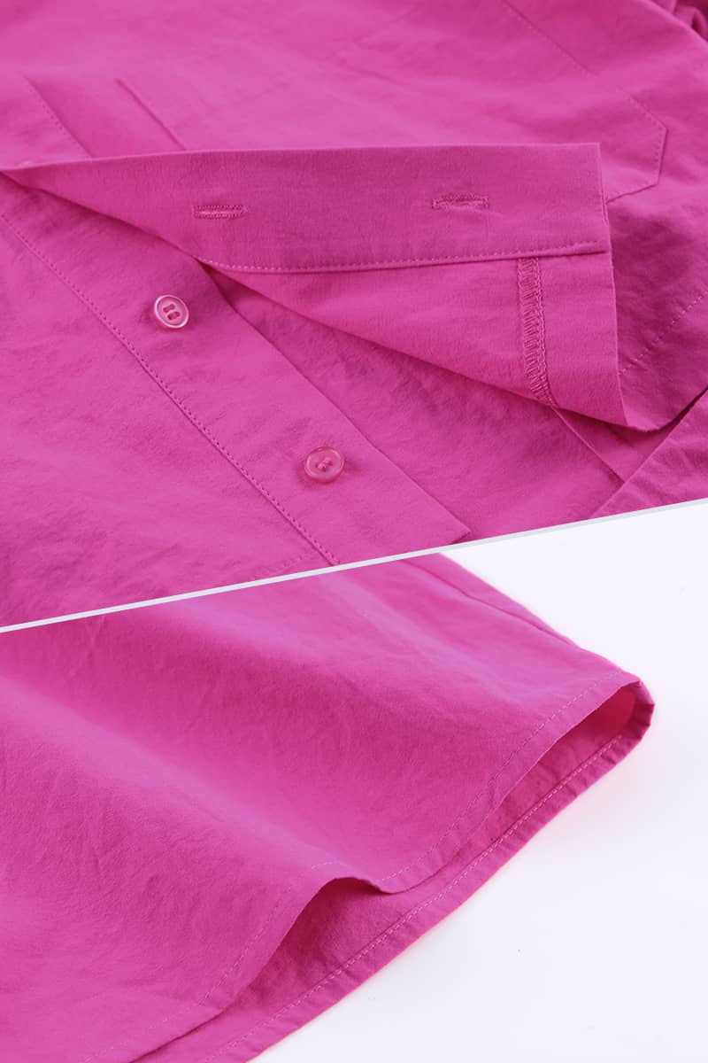 Hot pink short-sleeved shirt and hip skirt dress | IFAUN