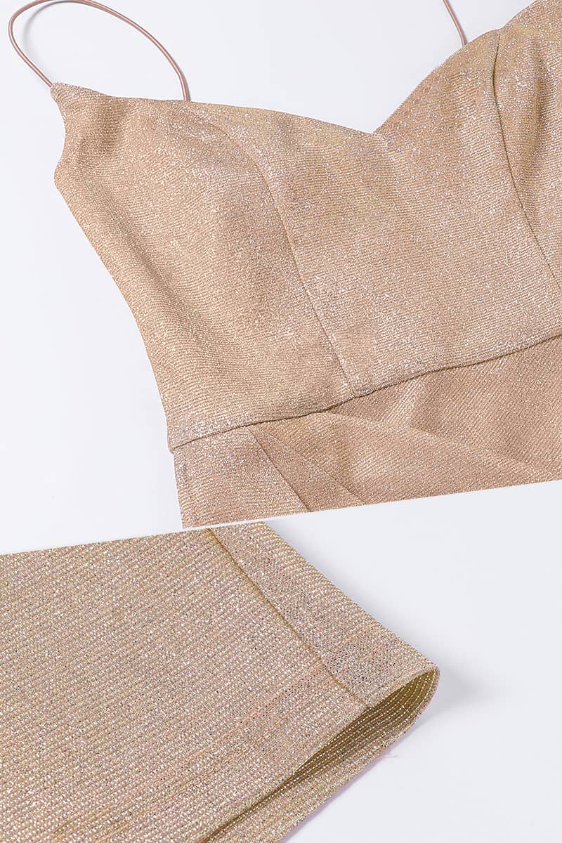 Glitter Sexy Deep V Sling Slit Dress