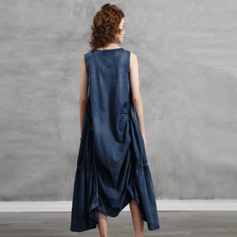 Irregular design plus size denim dress | IFAUN