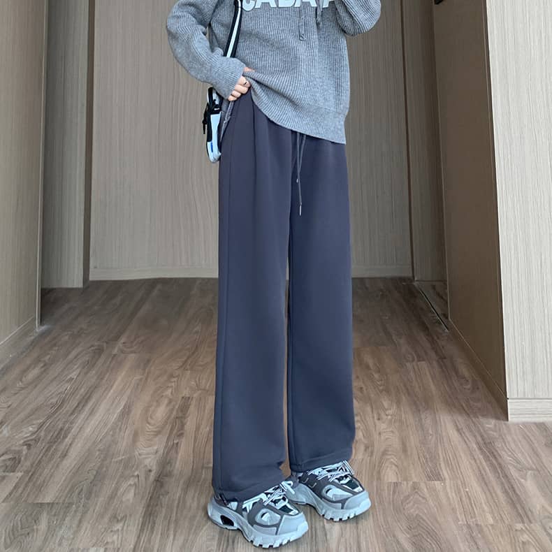 Women's winter lamb fleece wide leg pants