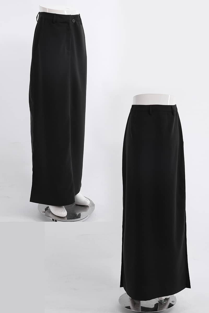 Slit high waist elegant commuter drape skirt