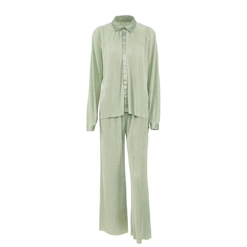 Lazy style pleated 2-piece suit for women