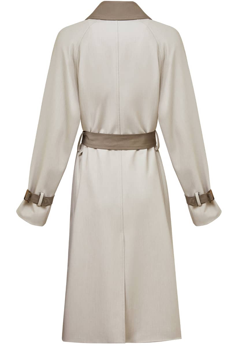 Casual all-match color contrast classic mid-length trench coat