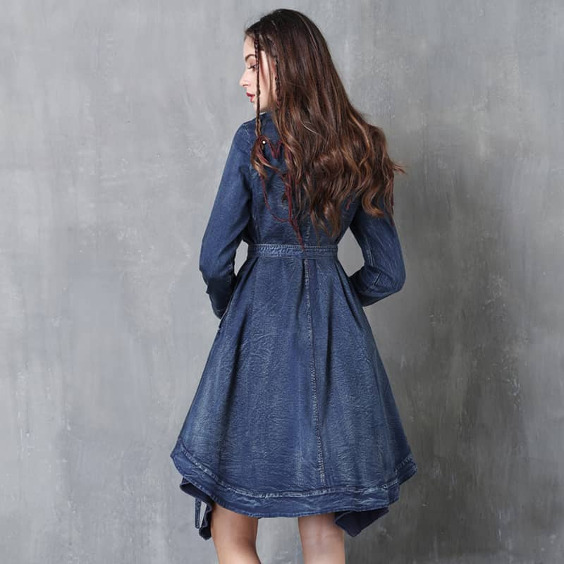 Irregular denim coat women