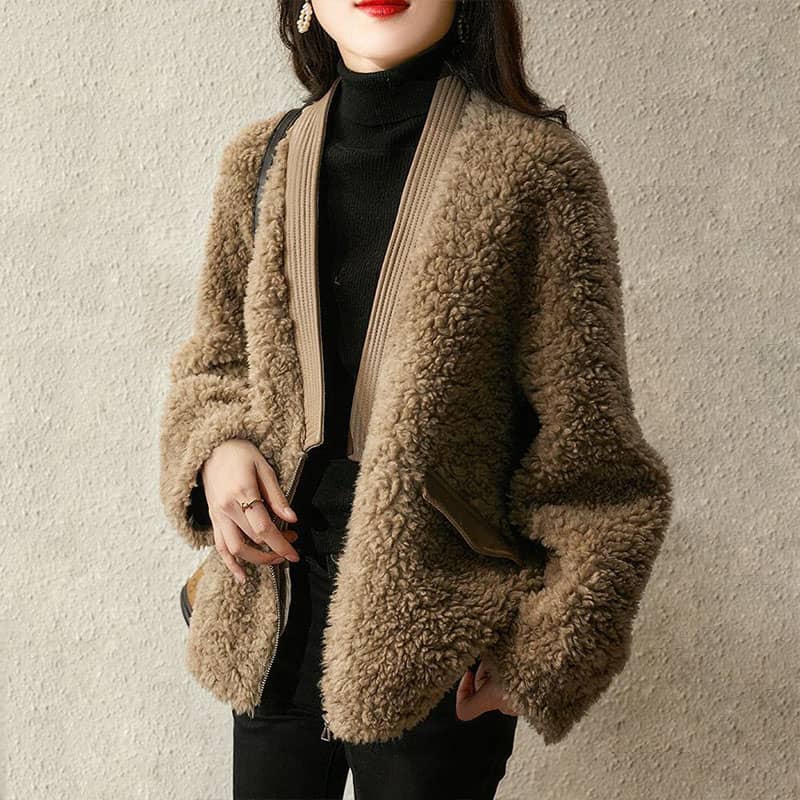 Women's imitation lamb wool short coat