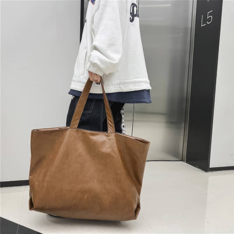 Simple PU Large Capacity Tote Bag