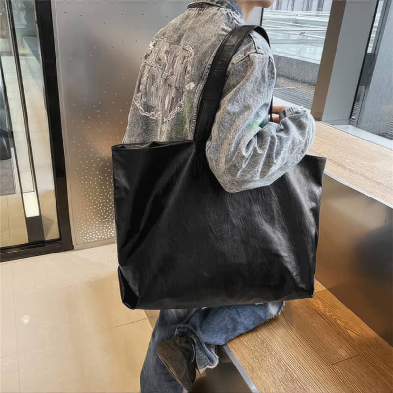 Simple PU Large Capacity Tote Bag