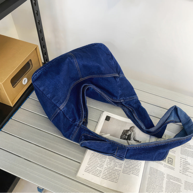 Large capacity denim crossbody bag