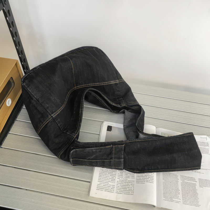 Large capacity denim crossbody bag