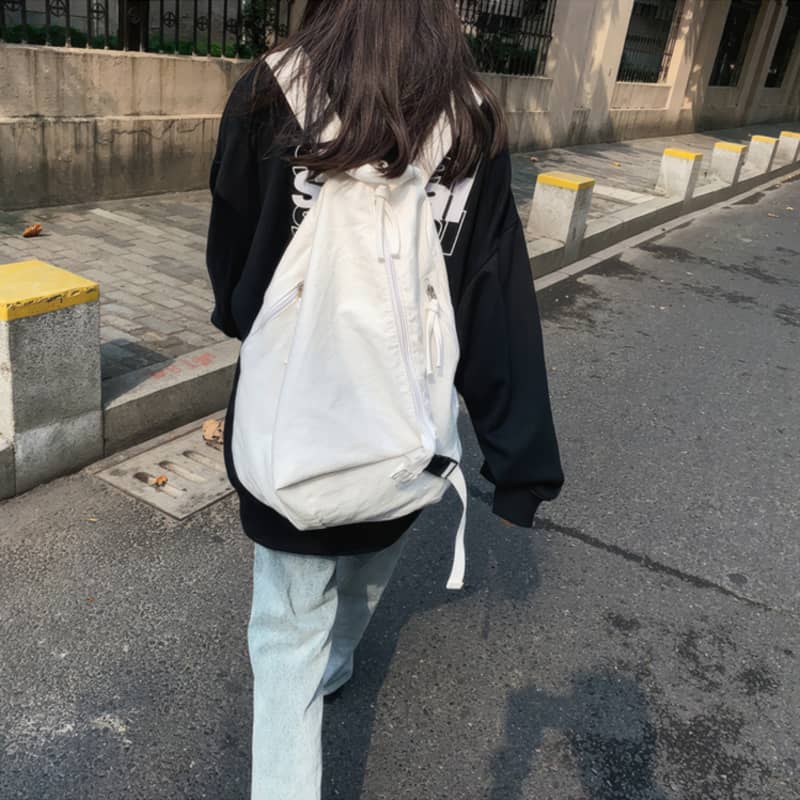 Casual solid color canvas backpack