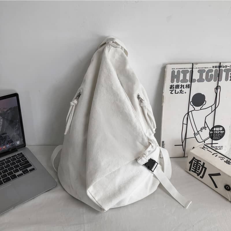 Casual solid color canvas backpack