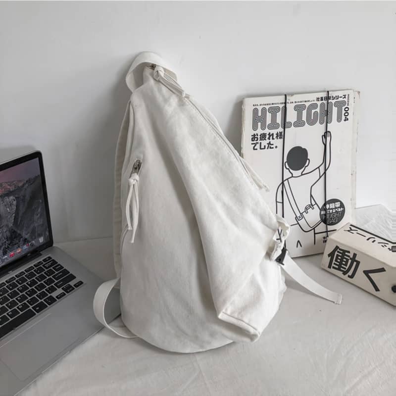 Casual solid color canvas backpack