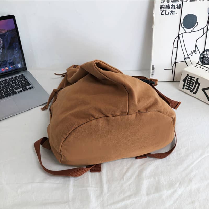 Casual solid color canvas backpack