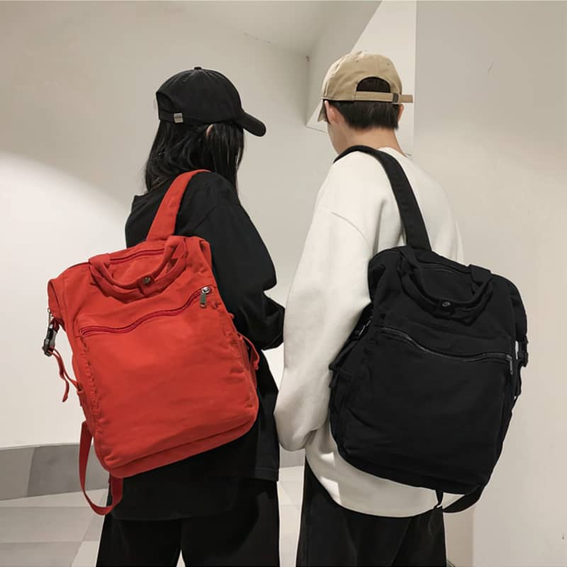 Casual Backpack Large Capacity Washed Canvas Student Backpack