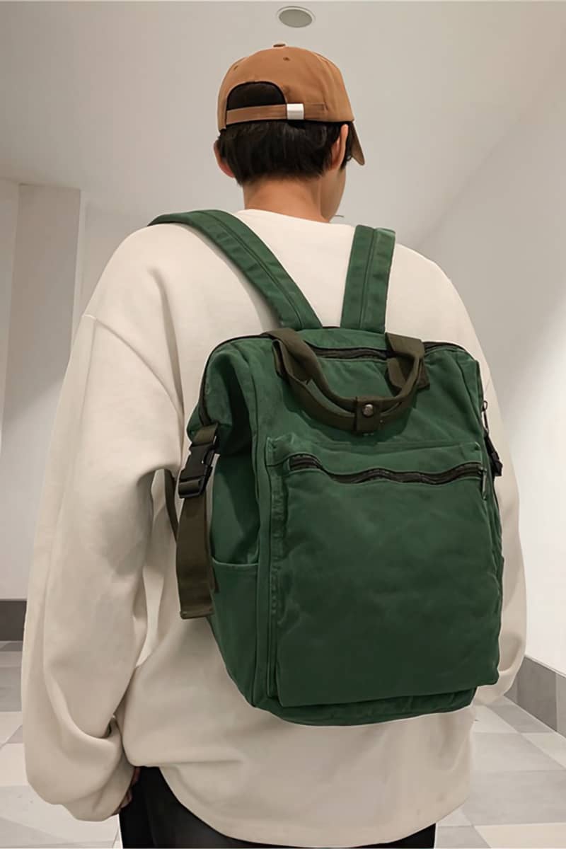 Casual Backpack Large Capacity Washed Canvas Student Backpack