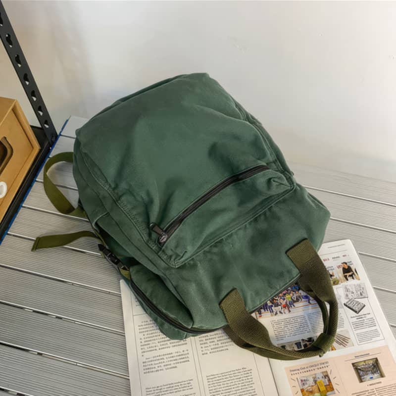 Casual Backpack Large Capacity Washed Canvas Student Backpack
