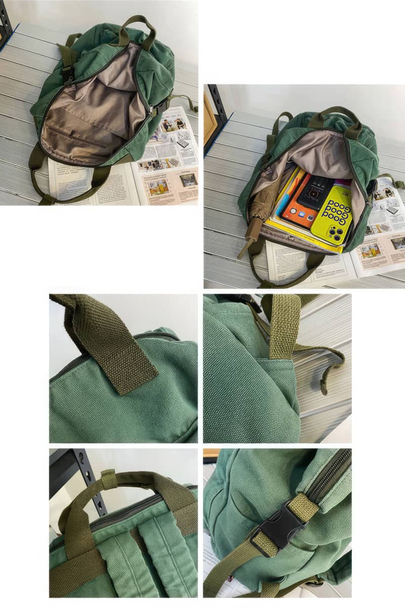 Casual Backpack Large Capacity Washed Canvas Student Backpack