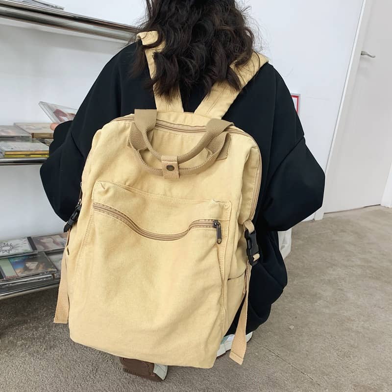 Casual Backpack Large Capacity Washed Canvas Student Backpack
