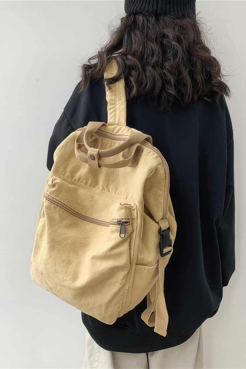Casual Backpack Large Capacity Washed Canvas Student Backpack