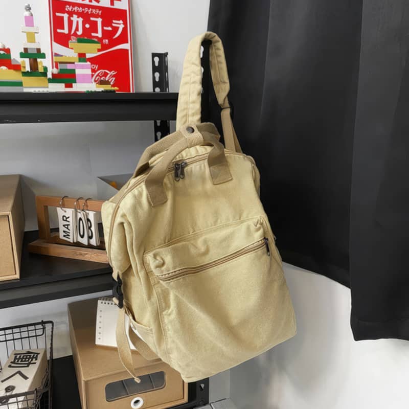 Casual Backpack Large Capacity Washed Canvas Student Backpack