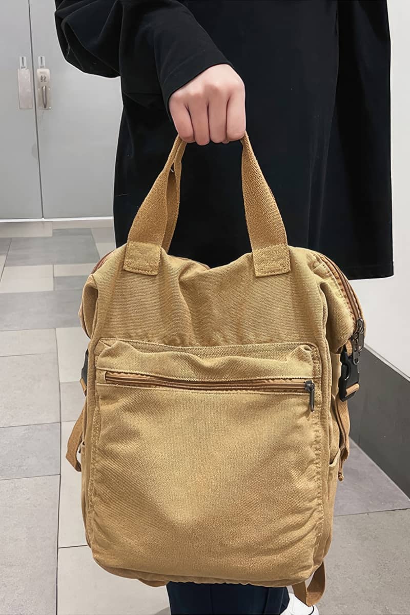 Casual Backpack Large Capacity Washed Canvas Student Backpack