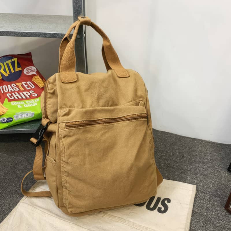 Casual Backpack Large Capacity Washed Canvas Student Backpack