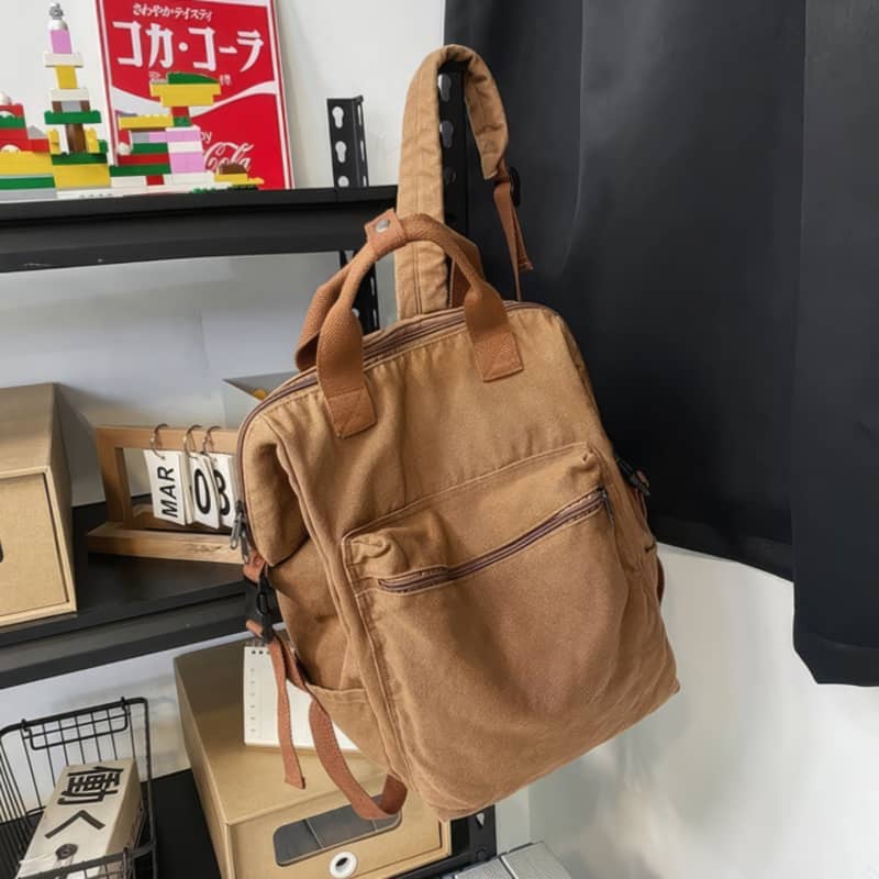 Casual Backpack Large Capacity Washed Canvas Student Backpack