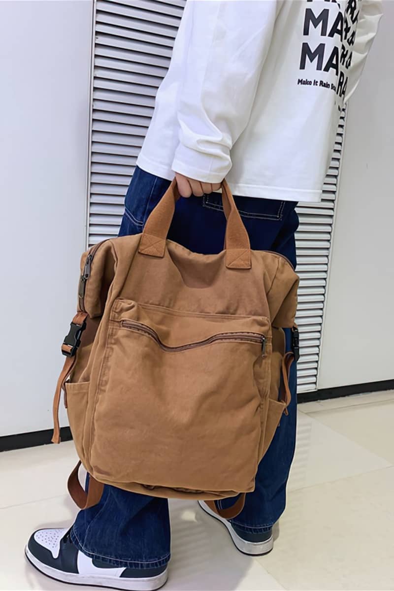 Casual Backpack Large Capacity Washed Canvas Student Backpack