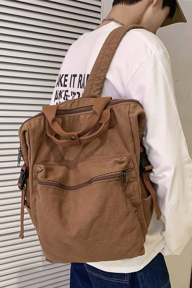 Casual Backpack Large Capacity Washed Canvas Student Backpack