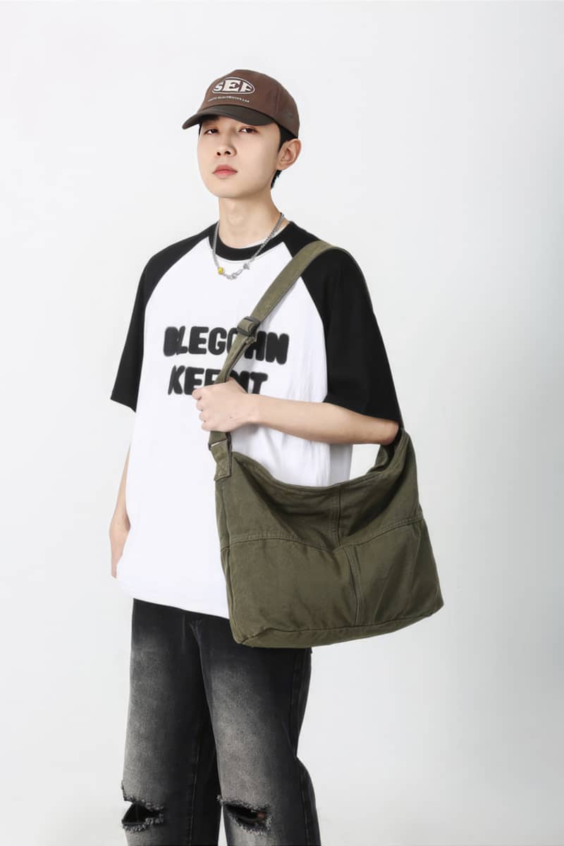 Student crossbody bag large capacity canvas bag