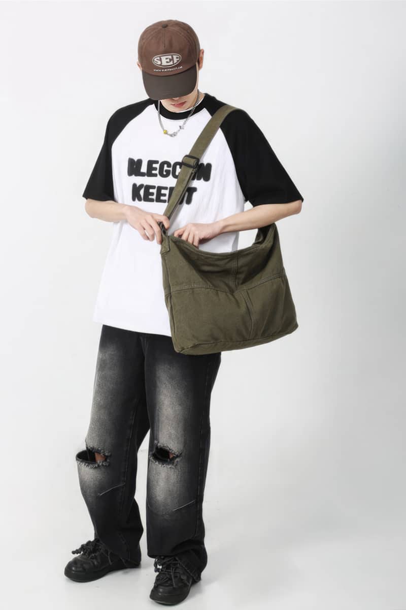 Student crossbody bag large capacity canvas bag