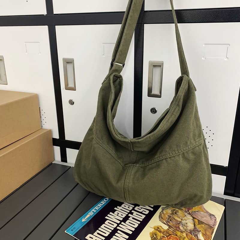 Student crossbody bag large capacity canvas bag