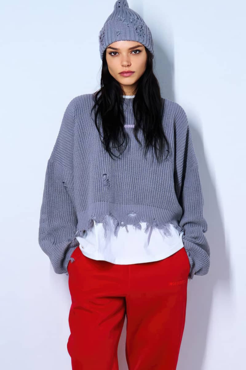 Solid Knit Tattered Cropped Sweater
