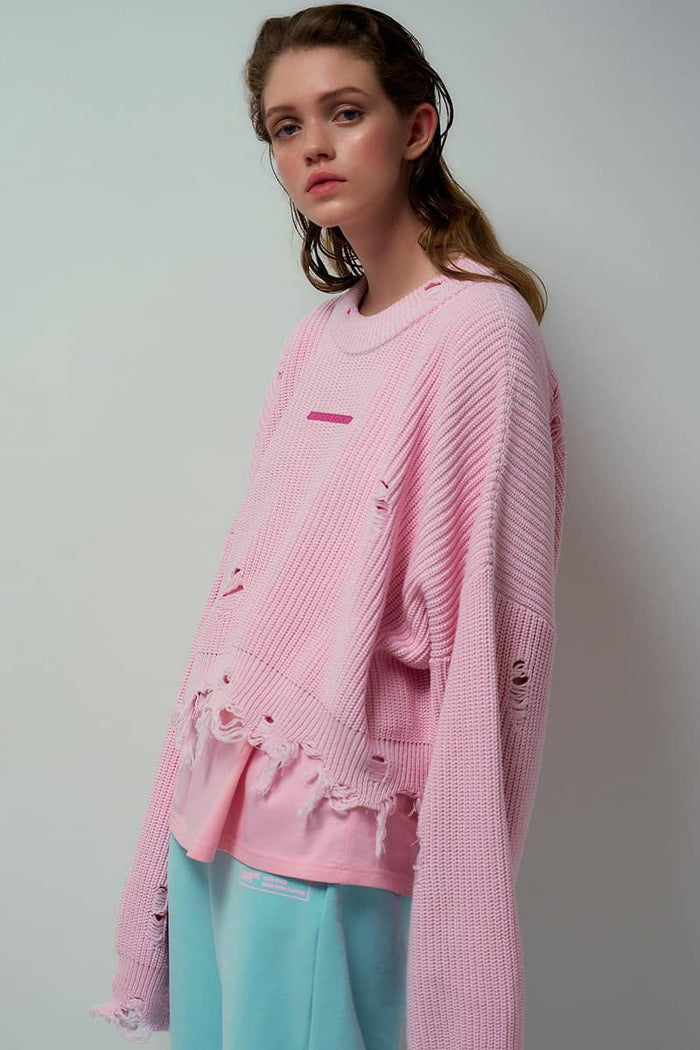 Streetwear Tattered Crewneck Sweater main image 1