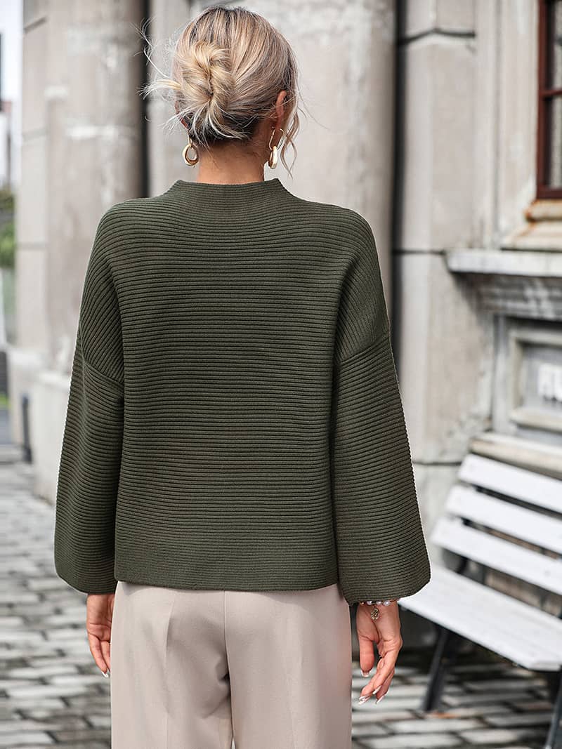 Solid Color Nine-Quarter Sleeve Sweater for Women