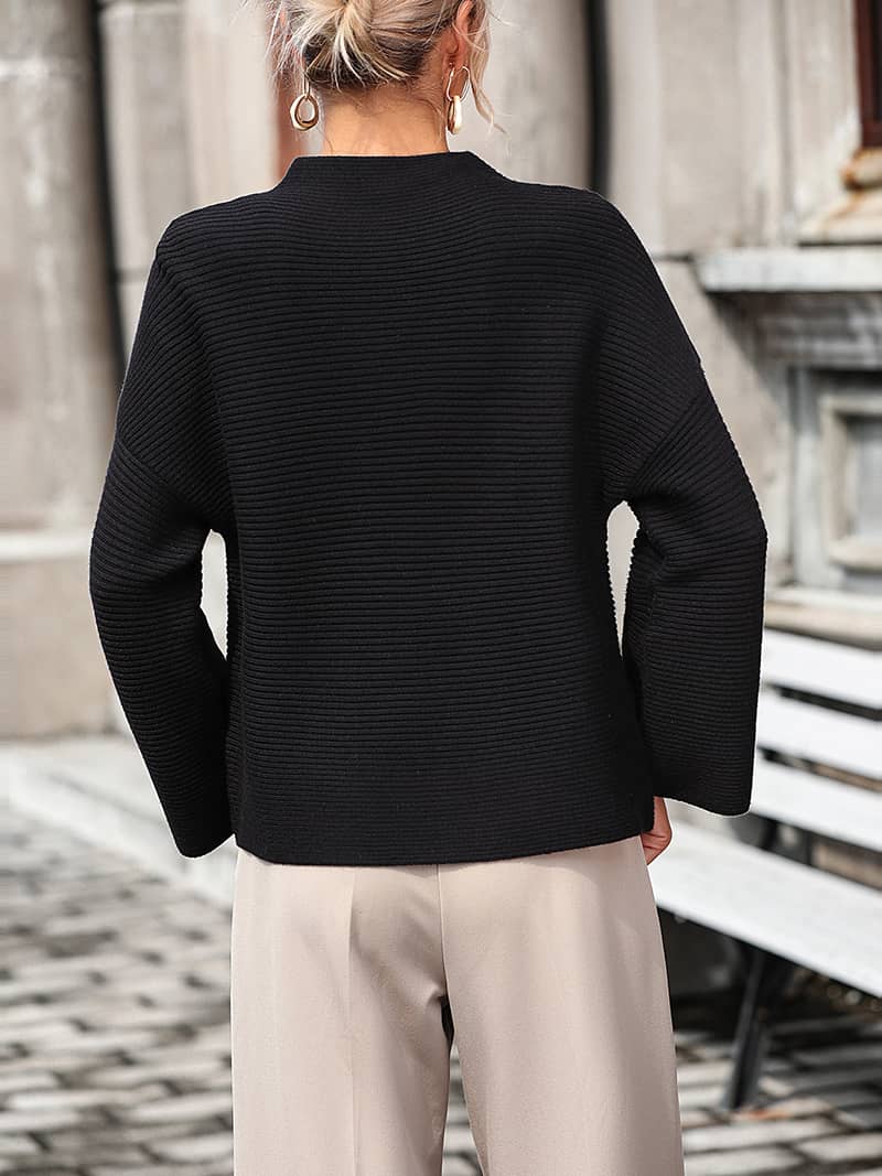 Solid Color Nine-Quarter Sleeve Sweater for Women