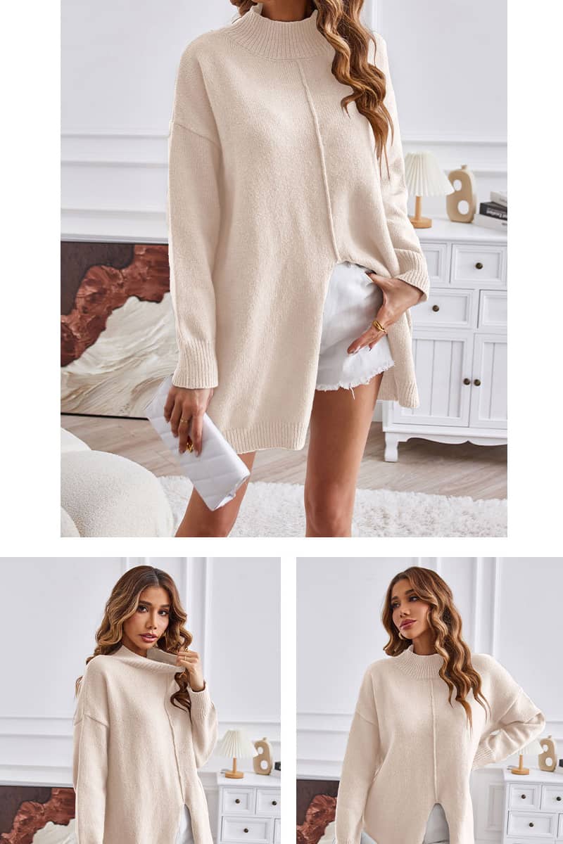 Half turtleneck long pullover sweater