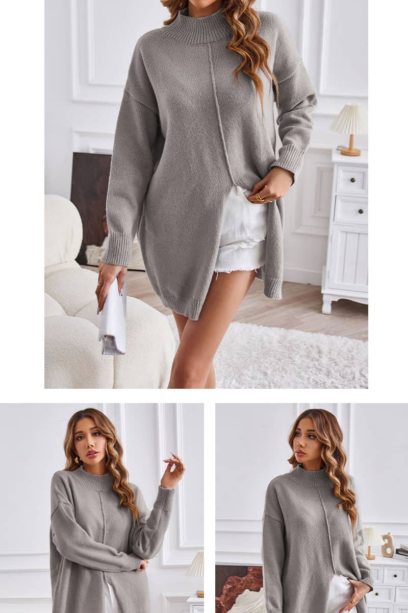 Half turtleneck long pullover sweater