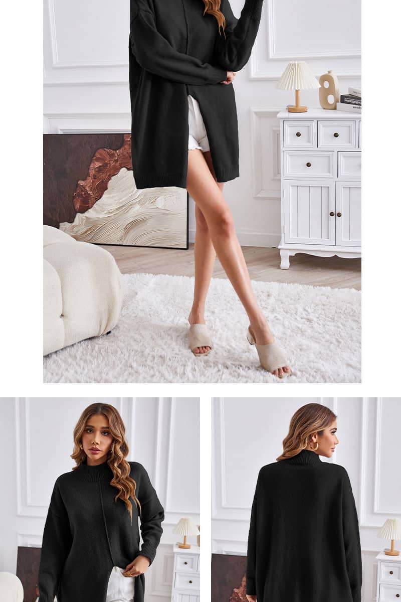 Half turtleneck long pullover sweater