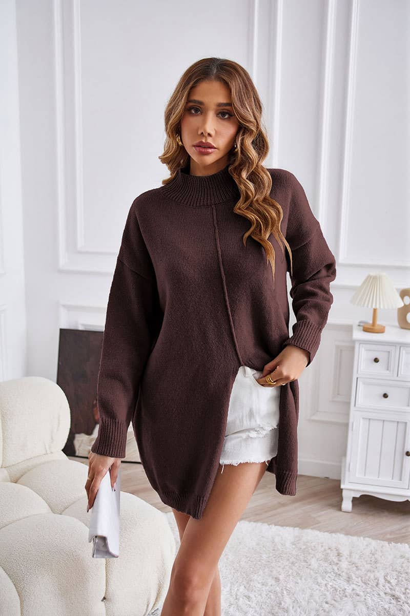 Half turtleneck long pullover sweater