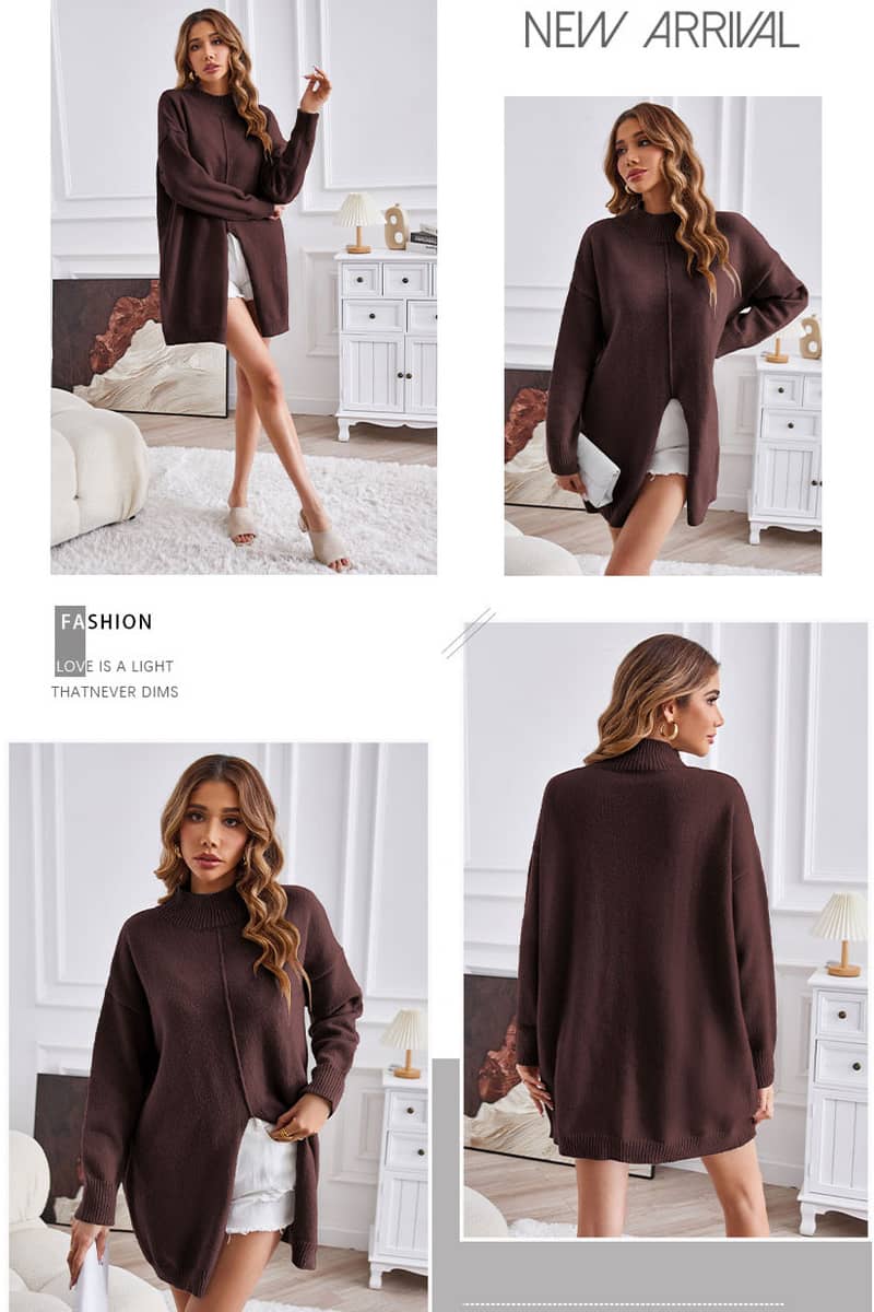 Half turtleneck long pullover sweater
