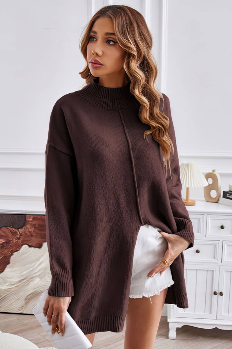 Half turtleneck long pullover sweater