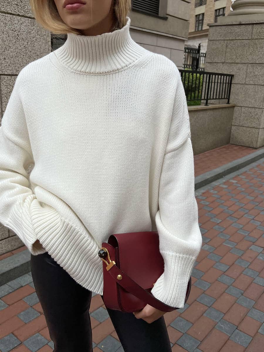 Casual half turtleneck solid color sweater