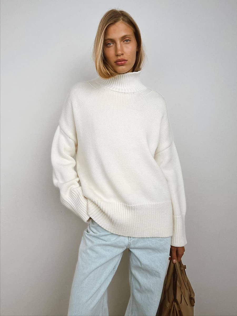Casual half turtleneck solid color sweater