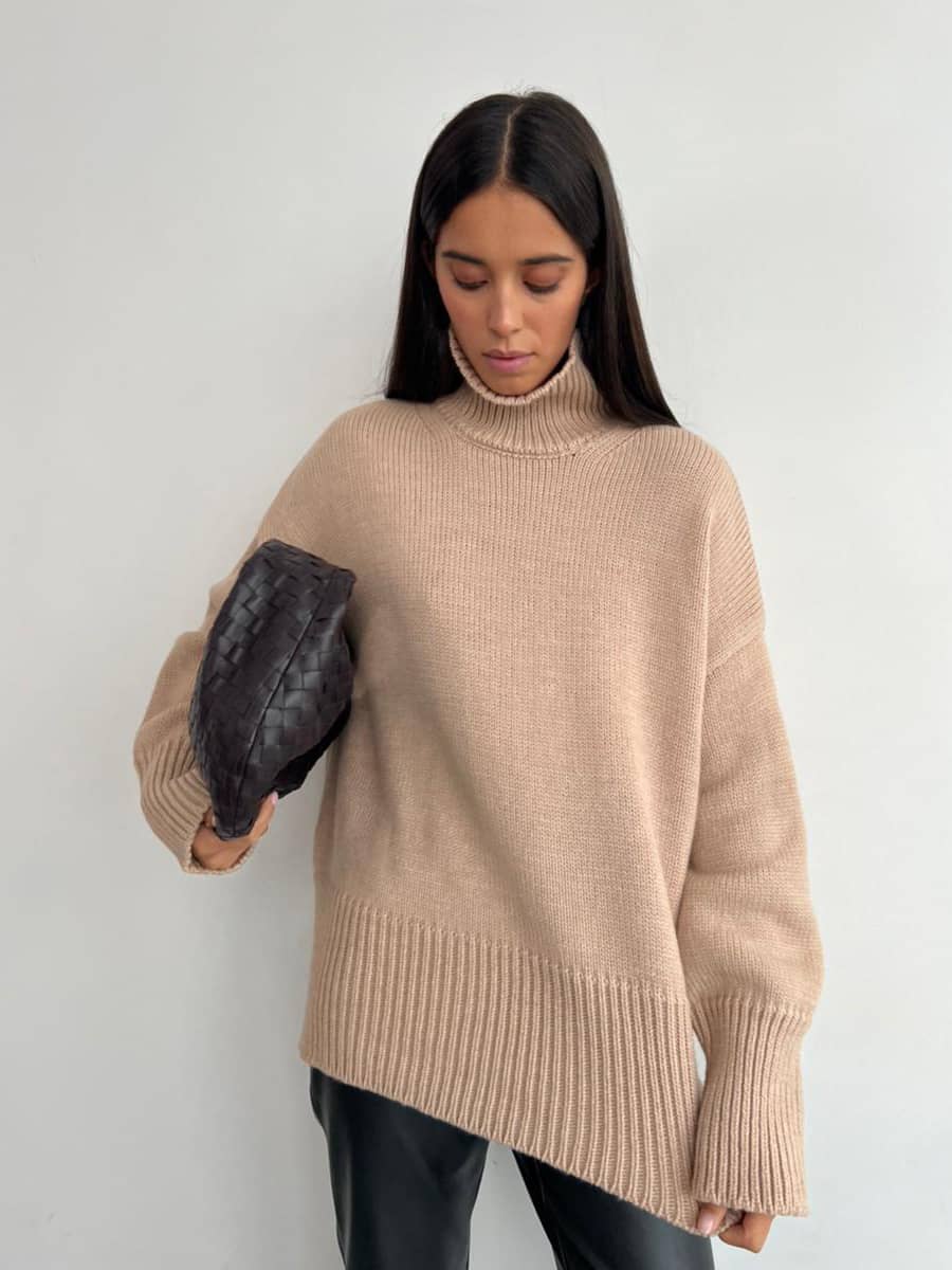 Casual half turtleneck solid color sweater