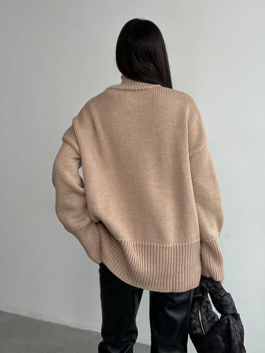 Casual half turtleneck solid color sweater