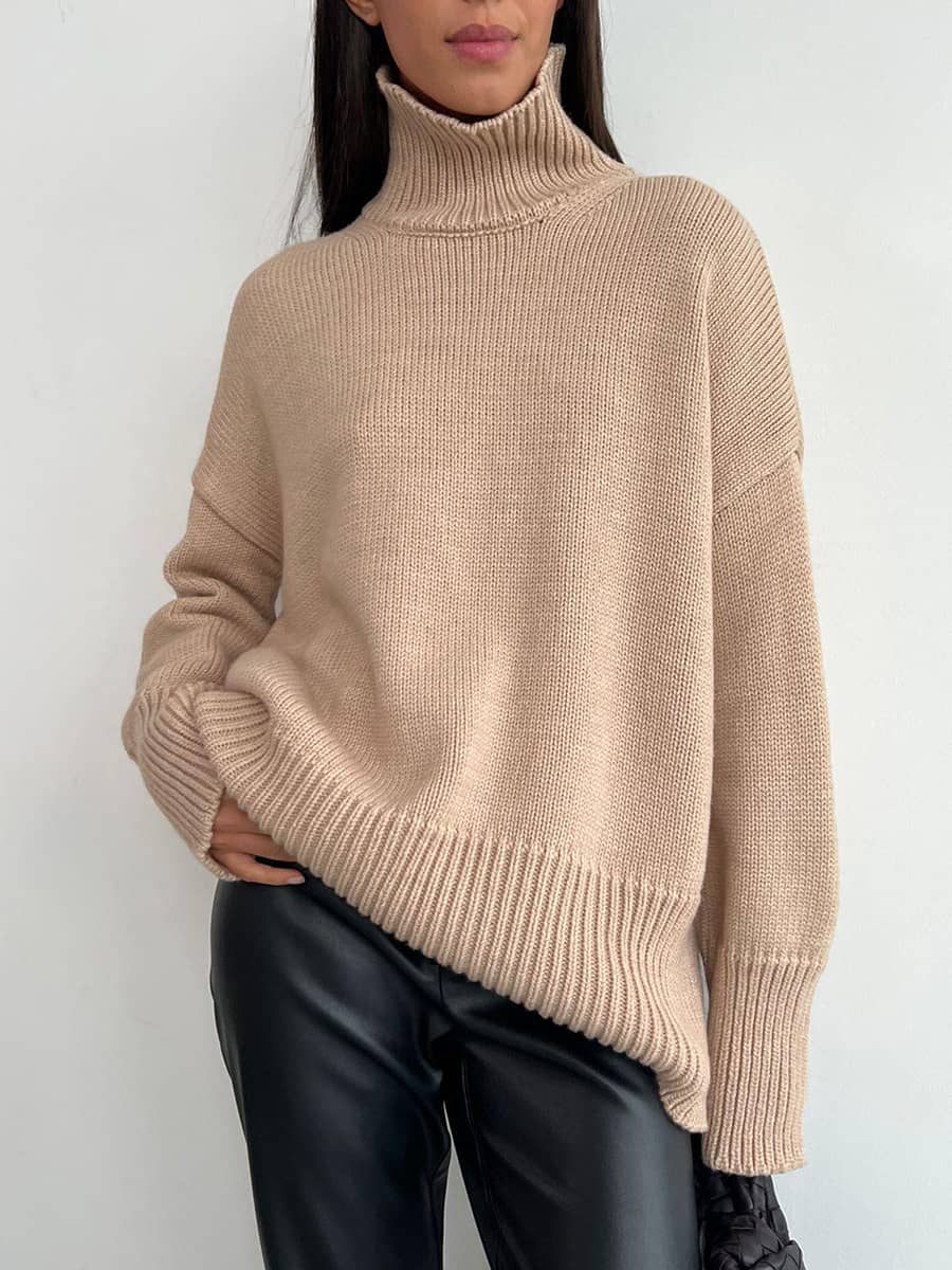 Casual half turtleneck solid color sweater