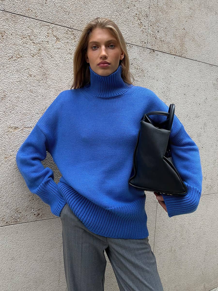 Casual half turtleneck solid color sweater