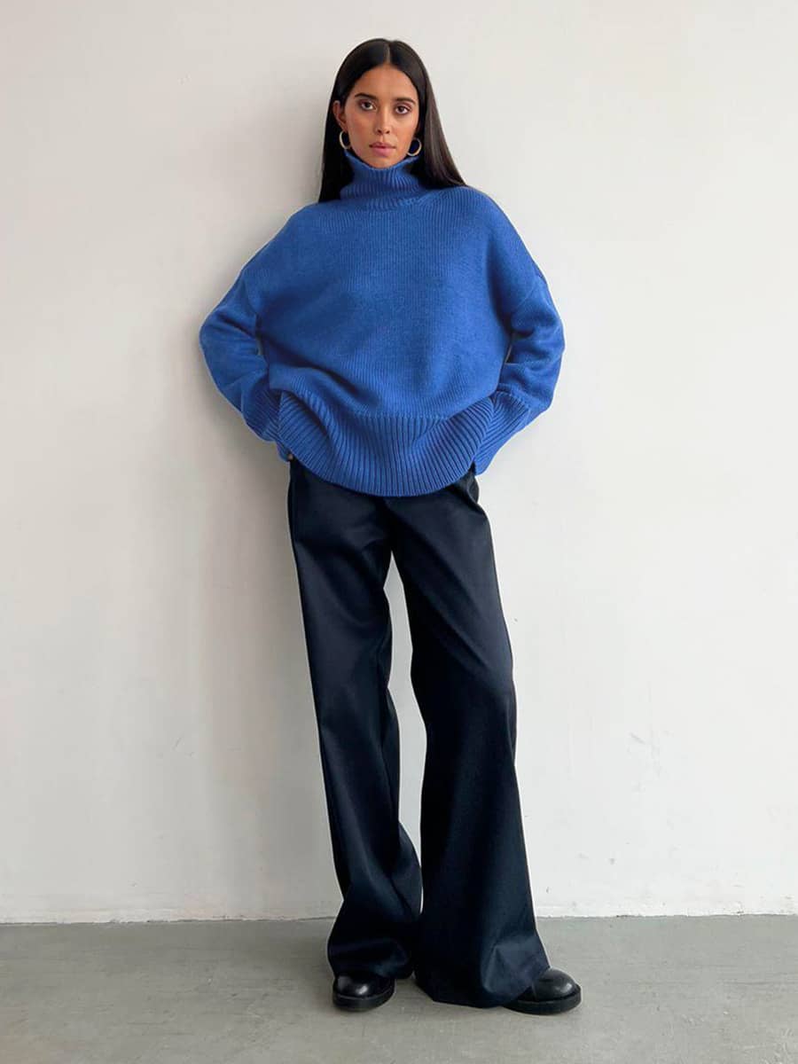 Casual half turtleneck solid color sweater