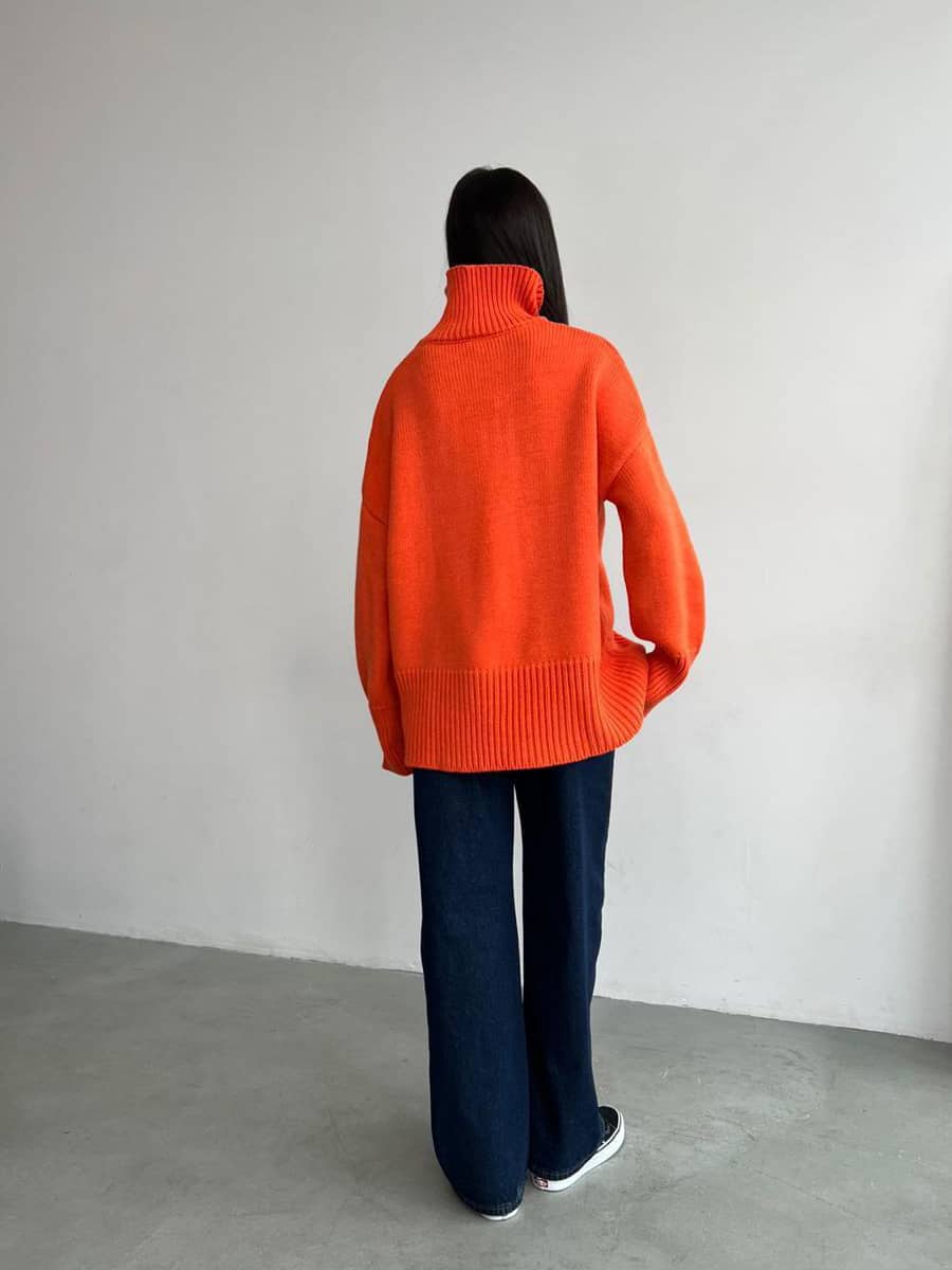 Casual half turtleneck solid color sweater